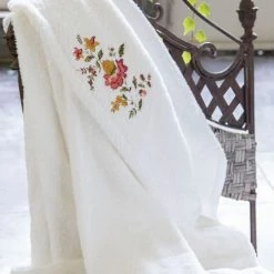 Anne De Solène Peignoirs Et Chaussons De Bain Peignoir Coton Xs Blanc -Gants de toilette Soldes peignoir coton xs blanc 3