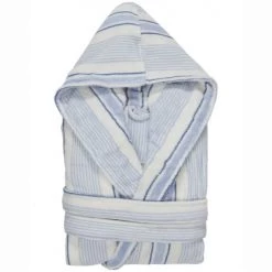 Sensei Maison Peignoirs Et Chaussons De Bain Peignoir Court à Capuche Velours Bleu L -Gants de toilette Soldes peignoir court a capuche velours bleu l 1