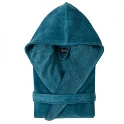 Sensei Maison Peignoirs Et Chaussons De Bain Peignoir Court à Capuche Velours Petrol M -Gants de toilette Soldes peignoir court a capuche velours petrol m 2