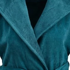 Sensei Maison Peignoirs Et Chaussons De Bain Peignoir Court à Capuche Velours Petrol S -Gants de toilette Soldes peignoir court a capuche velours petrol s 3