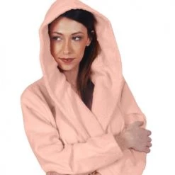 Sensei Maison Peignoirs Et Chaussons De Bain Peignoir Court à Capuche Velours Poudre XS -Gants de toilette Soldes peignoir court a capuche velours poudre xs 5