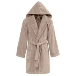Sensei Maison Peignoirs Et Chaussons De Bain Peignoir Court à Capuche Velours Sable S -Gants de toilette Soldes peignoir court a capuche velours sable s 4