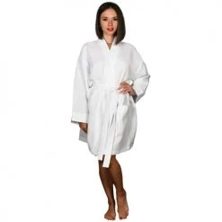 Sensei Maison Peignoirs Et Chaussons De Bain Peignoir Court Nid D'abeille 210gr/m² Blanc XL -Gants de toilette Soldes peignoir court nid d abeille 210gr m2 blanc xl 5