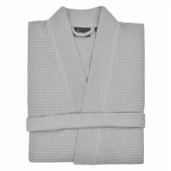 Sensei Maison Peignoirs Et Chaussons De Bain Peignoir Court Nid D'abeille 210gr/m² Gris Perle XL -Gants de toilette Soldes peignoir court nid d abeille 210gr m2 gris perle xl 2