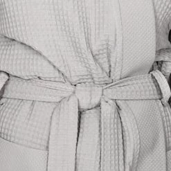 Sensei Maison Peignoirs Et Chaussons De Bain Peignoir Court Nid D'abeille 210gr/m² Gris Perle XL -Gants de toilette Soldes peignoir court nid d abeille 210gr m2 gris perle xl 4