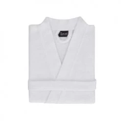 Sensei Maison Peignoirs Et Chaussons De Bain Peignoir Croisé Léger Milong En Coton Peigné Blanc XS -Gants de toilette Soldes peignoir croise leger milong en coton peigne blanc xs 2