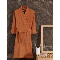 Sensei Maison Peignoirs Et Chaussons De Bain Peignoir Croisé Léger Milong En Coton Peigné Brique M -Gants de toilette Soldes peignoir croise leger milong en coton peigne brique m 5