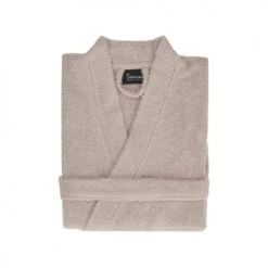 Sensei Maison Peignoirs Et Chaussons De Bain Peignoir Croisé Léger Milong En Coton Peigné Sable XS -Gants de toilette Soldes peignoir croise leger milong en coton peigne sable xs 2