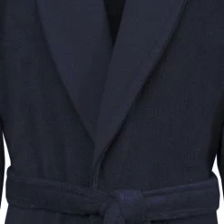 Sensei Maison Peignoirs Et Chaussons De Bain Peignoir De Bain Mixte Col Châle Bleu Nuit S -Gants de toilette Soldes peignoir de bain mixte col chale bleu nuit s 2