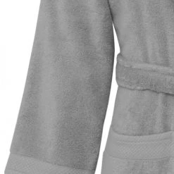 Sensei Maison Peignoirs Et Chaussons De Bain Peignoir De Bain Mixte Col Châle Gris Perle L -Gants de toilette Soldes peignoir de bain mixte col chale gris perle l 4