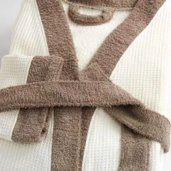 Linandelle Peignoirs Et Chaussons De Bain Peignoir Double Face Nid D'éponge En Coton Beige 10xl -Gants de toilette Soldes peignoir double face nid d eponge en coton beige 10xl 2