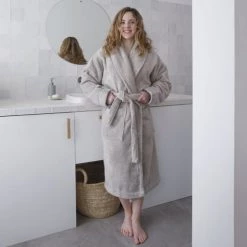 Le Jacquard Français Peignoirs Et Chaussons De Bain Peignoir En Coton Lin M -Gants de toilette Soldes peignoir en coton lin m 3