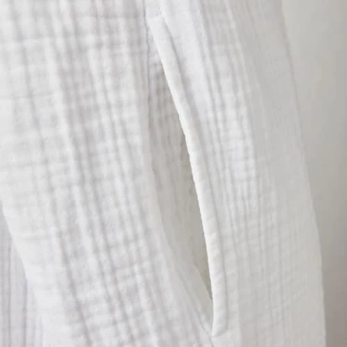 Essix Peignoirs Et Chaussons De Bain Peignoir En Gaze De Coton Blanc L/XL 6 Essix Peignoirs Et Chaussons De Bain Peignoir En Gaze De Coton Blanc L/XL – Image 4