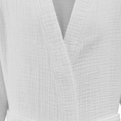 Sensei Maison Peignoirs Et Chaussons De Bain Peignoir En Gaze De Coton Blanc L/XL -Gants de toilette Soldes peignoir en gaze de coton blanc l xl 8