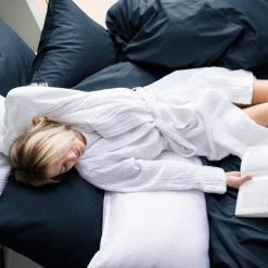 Essix Peignoirs Et Chaussons De Bain Peignoir En Gaze De Coton Blanc S/M -Gants de toilette Soldes peignoir en gaze de coton blanc s m 4