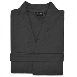Sensei Maison Peignoirs Et Chaussons De Bain Peignoir En Gaze De Coton Carbone L/XL -Gants de toilette Soldes peignoir en gaze de coton carbone l xl 2
