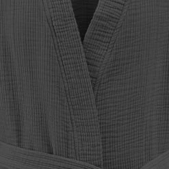 Sensei Maison Peignoirs Et Chaussons De Bain Peignoir En Gaze De Coton Carbone S/M -Gants de toilette Soldes peignoir en gaze de coton carbone s m 3