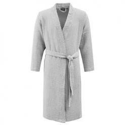 Sensei Maison Peignoirs Et Chaussons De Bain Peignoir En Gaze De Coton Gris Perle L/XL