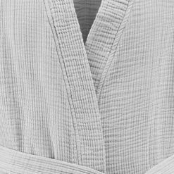 Sensei Maison Peignoirs Et Chaussons De Bain Peignoir En Gaze De Coton Gris Perle L/XL -Gants de toilette Soldes peignoir en gaze de coton gris perle l xl 5
