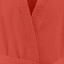 Sensei Maison Peignoirs Et Chaussons De Bain Peignoir En Gaze De Coton Terracota L/XL -Gants de toilette Soldes peignoir en gaze de coton terracota l xl 5