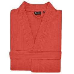 Sensei Maison Peignoirs Et Chaussons De Bain Peignoir En Gaze De Coton Terracota S/M -Gants de toilette Soldes peignoir en gaze de coton terracota s m 4