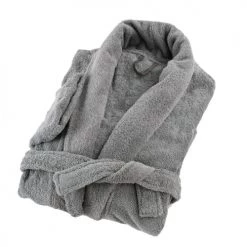 Linandelle Peignoirs Et Chaussons De Bain Peignoir éponge Col Chale En Coton Gris Souris 4xl