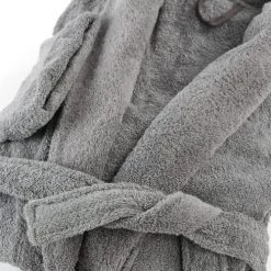 Linandelle Peignoirs Et Chaussons De Bain Peignoir éponge Col Chale En Coton Gris Souris 5xl -Gants de toilette Soldes peignoir eponge col chale en coton gris souris 5xl 3