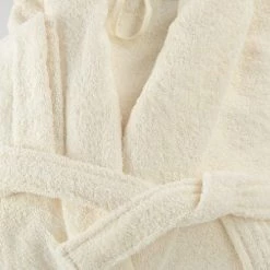 Linandelle Peignoirs Et Chaussons De Bain Peignoir éponge Col Chale En Coton Ivoire Xs -Gants de toilette Soldes peignoir eponge col chale en coton ivoire xs 2