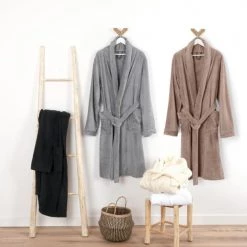 Linandelle Peignoirs Et Chaussons De Bain Peignoir éponge Col Chale En Coton Ivoire Xs -Gants de toilette Soldes peignoir eponge col chale en coton ivoire xs 3