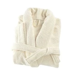 Linandelle Peignoirs Et Chaussons De Bain Peignoir éponge Col Chale En Coton Ivoire Xs -Gants de toilette Soldes peignoir eponge col chale en coton ivoire xs 4