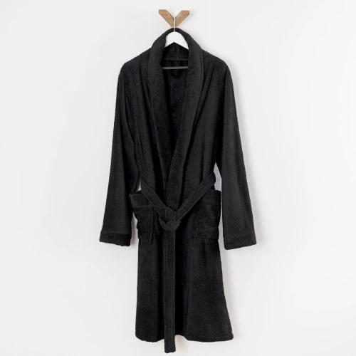 Linandelle Peignoirs Et Chaussons De Bain Peignoir éponge Col Chale En Coton Noir 5xl 4 Linandelle Peignoirs Et Chaussons De Bain Peignoir éponge Col Chale En Coton Noir 5xl – Image 2