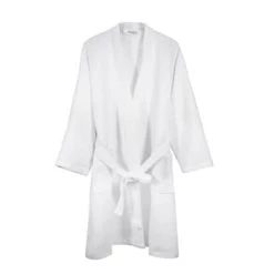 Blanc Cerise Peignoirs Et Chaussons De Bain Peignoir Femme Col Kimono En Coton BIO S Blanc -Gants de toilette Soldes peignoir femme col kimono en coton bio s blanc 4