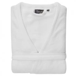 Sensei Maison Peignoirs Et Chaussons De Bain Peignoir Kimono Doublé Blanc S -Gants de toilette Soldes peignoir kimono double blanc s 2