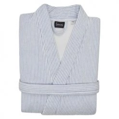 Sensei Maison Peignoirs Et Chaussons De Bain Peignoir Kimono Rayé Une Face éponge Bleu XL -Gants de toilette Soldes peignoir kimono raye une face eponge bleu xl 2