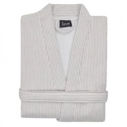 Sensei Maison Peignoirs Et Chaussons De Bain Peignoir Kimono Rayé Une Face éponge Mastic M -Gants de toilette Soldes peignoir kimono raye une face eponge mastic m 2