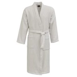 Sensei Maison Peignoirs Et Chaussons De Bain Peignoir Kimono Rayé Une Face éponge Bleu XL -Gants de toilette Soldes peignoir kimono raye une face eponge mastic xl