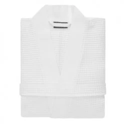 Sensei Maison Peignoirs Et Chaussons De Bain Peignoir Long Nid D'abeille 210gr/m² Blanc M -Gants de toilette Soldes peignoir long nid d abeille 210gr m2 blanc m 4