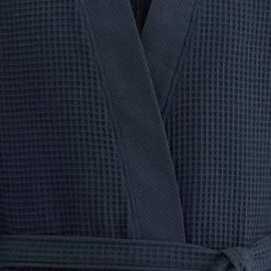 Sensei Maison Peignoirs Et Chaussons De Bain Peignoir Long Nid D'abeille 210gr/m² Bleu Nuit S -Gants de toilette Soldes peignoir long nid d abeille 210gr m2 bleu nuit s 4