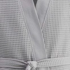 Sensei Maison Peignoirs Et Chaussons De Bain Peignoir Long Nid D'abeille 210gr/m² Gris Perle XL -Gants de toilette Soldes peignoir long nid d abeille 210gr m2 gris perle xl 3