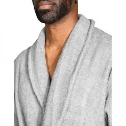 Sensei Maison Peignoirs Et Chaussons De Bain Peignoir Mixte Col Châle 400 G/m² Gris Perle S -Gants de toilette Soldes peignoir mixte col chale 400 g m2 gris perle s 5