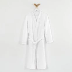 Linandelle Peignoirs Et Chaussons De Bain Peignoir Nid D'abeille En Coton Blanc 10xl -Gants de toilette Soldes peignoir nid d abeille en coton blanc 10xl 2