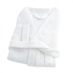 Linandelle Peignoirs Et Chaussons De Bain Peignoir Nid D'abeille En Coton Blanc 7xl