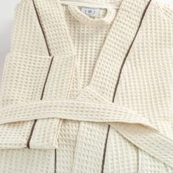 Linandelle Peignoirs Et Chaussons De Bain Peignoir Nid D'abeille En Coton Ivoire 3xl -Gants de toilette Soldes peignoir nid d abeille en coton ivoire 3xl 2