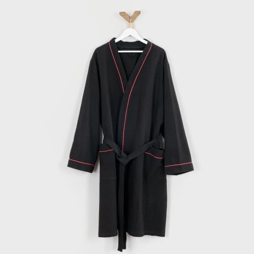 Linandelle Peignoirs Et Chaussons De Bain Peignoir Nid D'abeille En Coton Noir 10xl 4 Linandelle Peignoirs Et Chaussons De Bain Peignoir Nid D'abeille En Coton Noir 10xl – Image 2