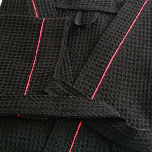 Linandelle Peignoirs Et Chaussons De Bain Peignoir Nid D'abeille En Coton Noir 10xl 5 Linandelle Peignoirs Et Chaussons De Bain Peignoir Nid D'abeille En Coton Noir 10xl – Image 3