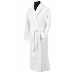 Linandelle Peignoirs Et Chaussons De Bain Peignoir Nid D'éponge Double Face En Coton Blanc Xl -Gants de toilette Soldes peignoir nid d eponge double face en coton blanc xl 3