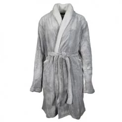 Sensei Maison Peignoirs Et Chaussons De Bain Peignoir Polaire Chaud Col Châle Doublé Silver Gris M