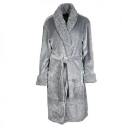Sensei Maison Peignoirs Et Chaussons De Bain Peignoir Polaire Col Façon Fourrure Gris Perle S