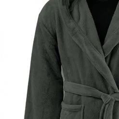 Sensei Maison Peignoirs Et Chaussons De Bain Peignoir Polaire Mixte à Capuche Eucalyptus XL -Gants de toilette Soldes peignoir polaire mixte a capuche eucalyptus xl 2