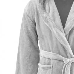 Sensei Maison Peignoirs Et Chaussons De Bain Peignoir Polaire Mixte à Capuche Gris Perle M -Gants de toilette Soldes peignoir polaire mixte a capuche gris perle m 2